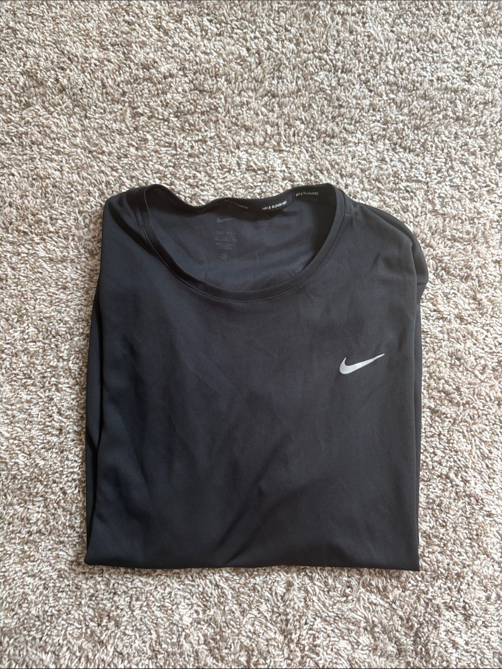 Nike Big and Tall Black Short-Sleeve Dri-FIT Athletic Tee with White Swoosh
